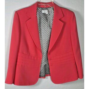Tahari ASL Women’s 12P Coral Single-Breasted 3/4 Sleeve Notch Collar Blazer